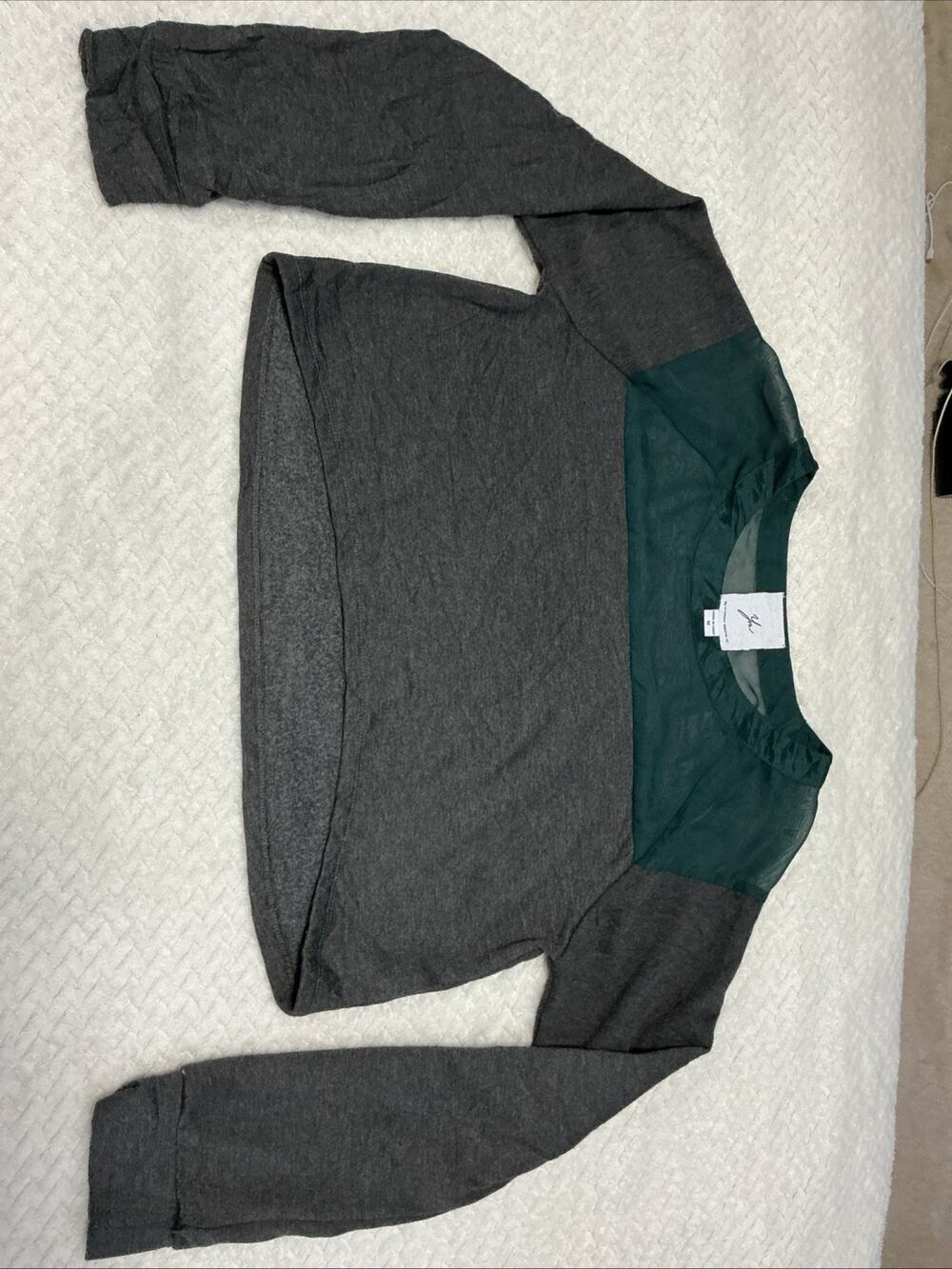 Yos By Fremont Hunter Green And Dark Gray Crop Sweatshirt Size Med Womens 4290